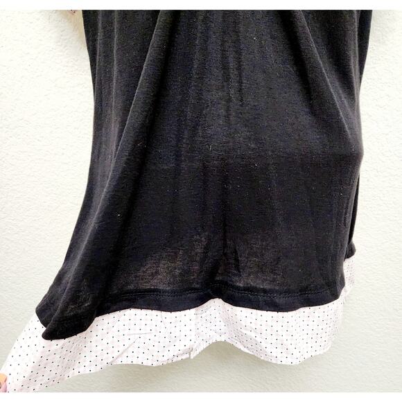 Paris Blues Black Pink Polka Dot Layered Collard Top 1X Plus Lightweight Pleated - Picture 2 of 6